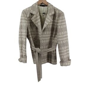 Linda Allard Ellen Tracy Tan Belted Blazer Jacket Women's Size 12 NWT